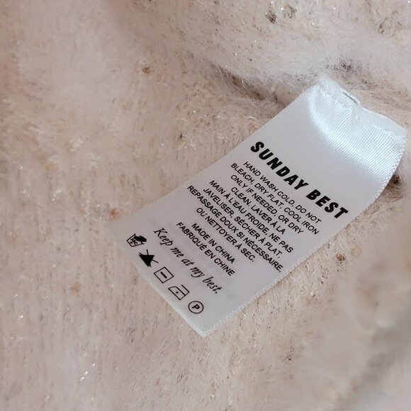 Sunday Best Aritzia Large Light Pink Kitten Sweater Fuzzy Pullover Long Sleeve - Picture 5 of 6